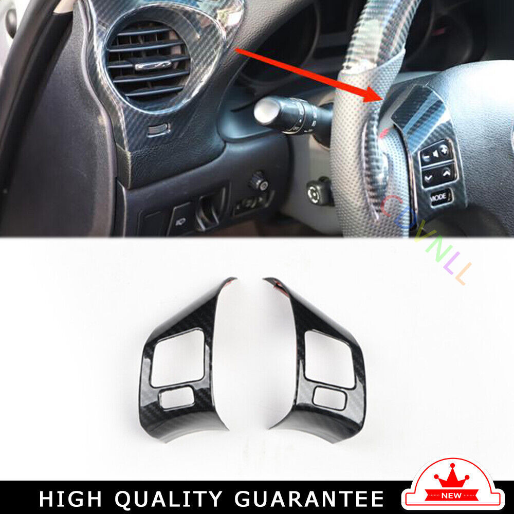 Steering Wheel Button Frame Trim 2pcs Fit for Lexus IS 06-11 Black Carbon Fiber
