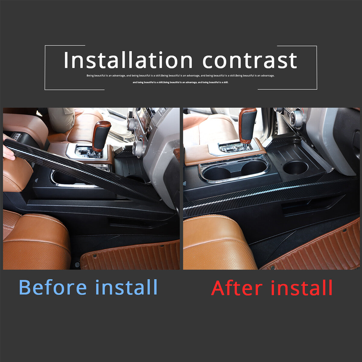 ABS carbon fiber center console panel molded protective cover trim for Tenderra 2014 - 2021 n