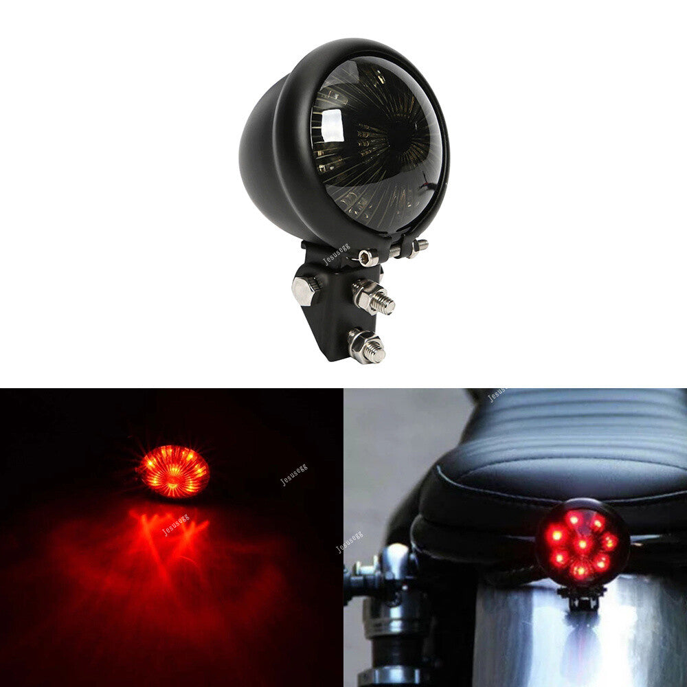 Black Smoke LED Brake Rear Tail Light For Motorcycle Vintage Bates Style Q