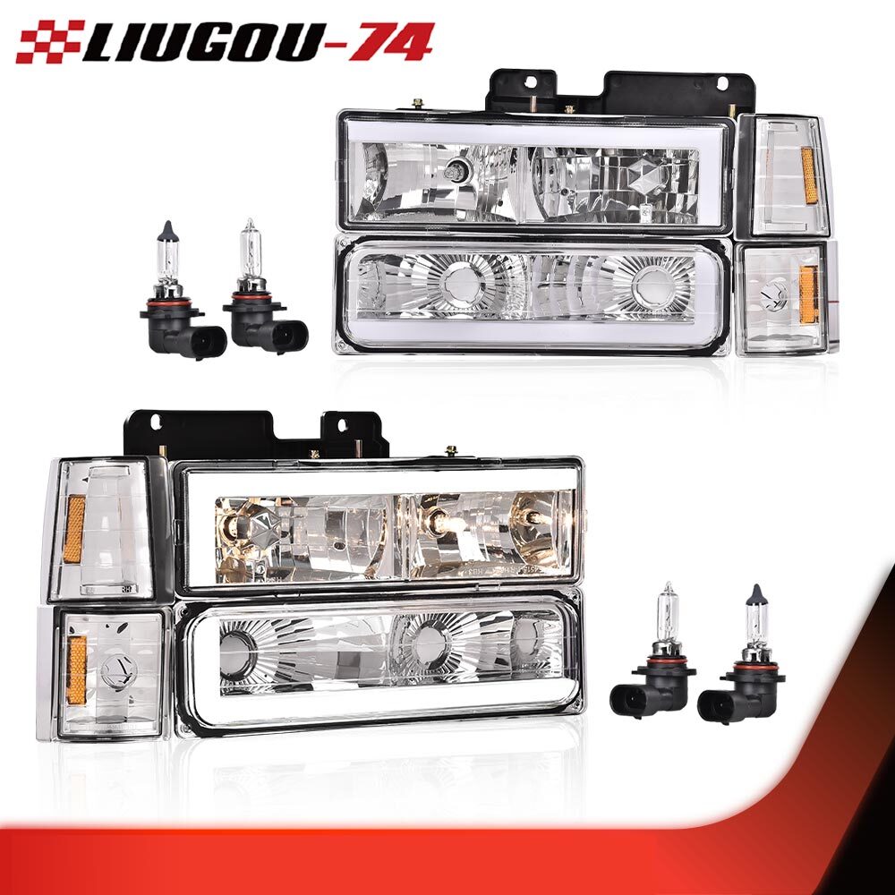 Fits 1994 - 1998 for GMC C10 C/K Housing Clear Corner Headlight Anti-collision Light 2 pcs - v