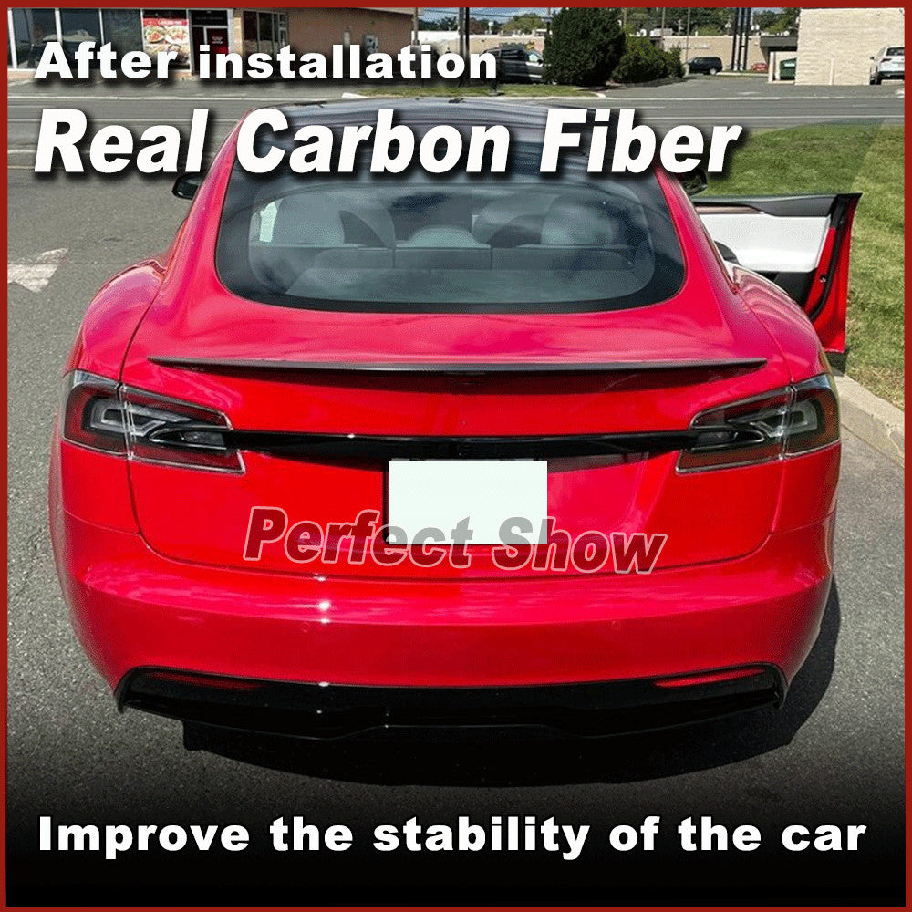 Fit for TESLA for MODEL S 2020-2023 DRY CARBON Rear Trunk Spoiler High Kick Wing Lip
