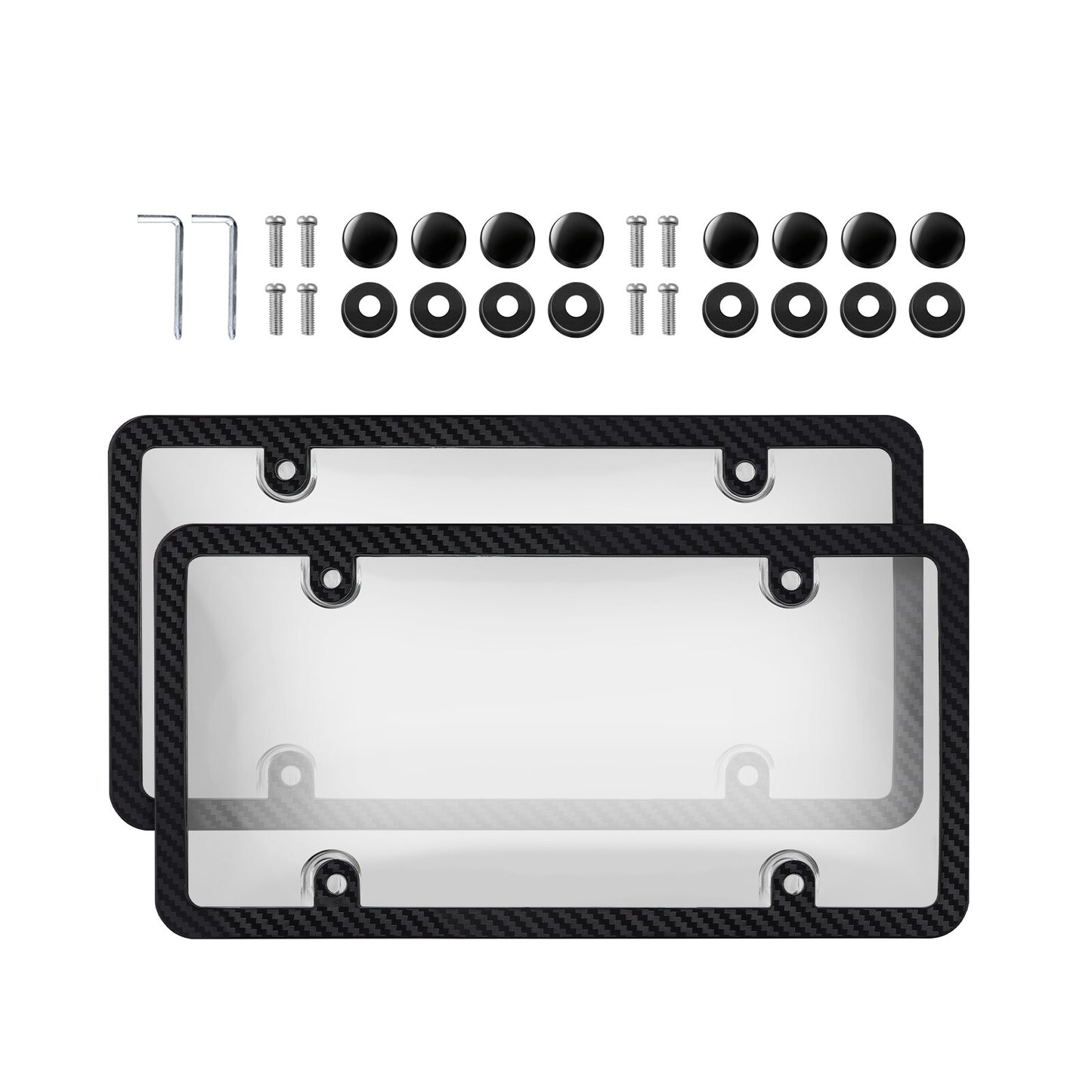 Carbon fiber license plate frame cover for cars (front and rear) - 2-piece set Q
