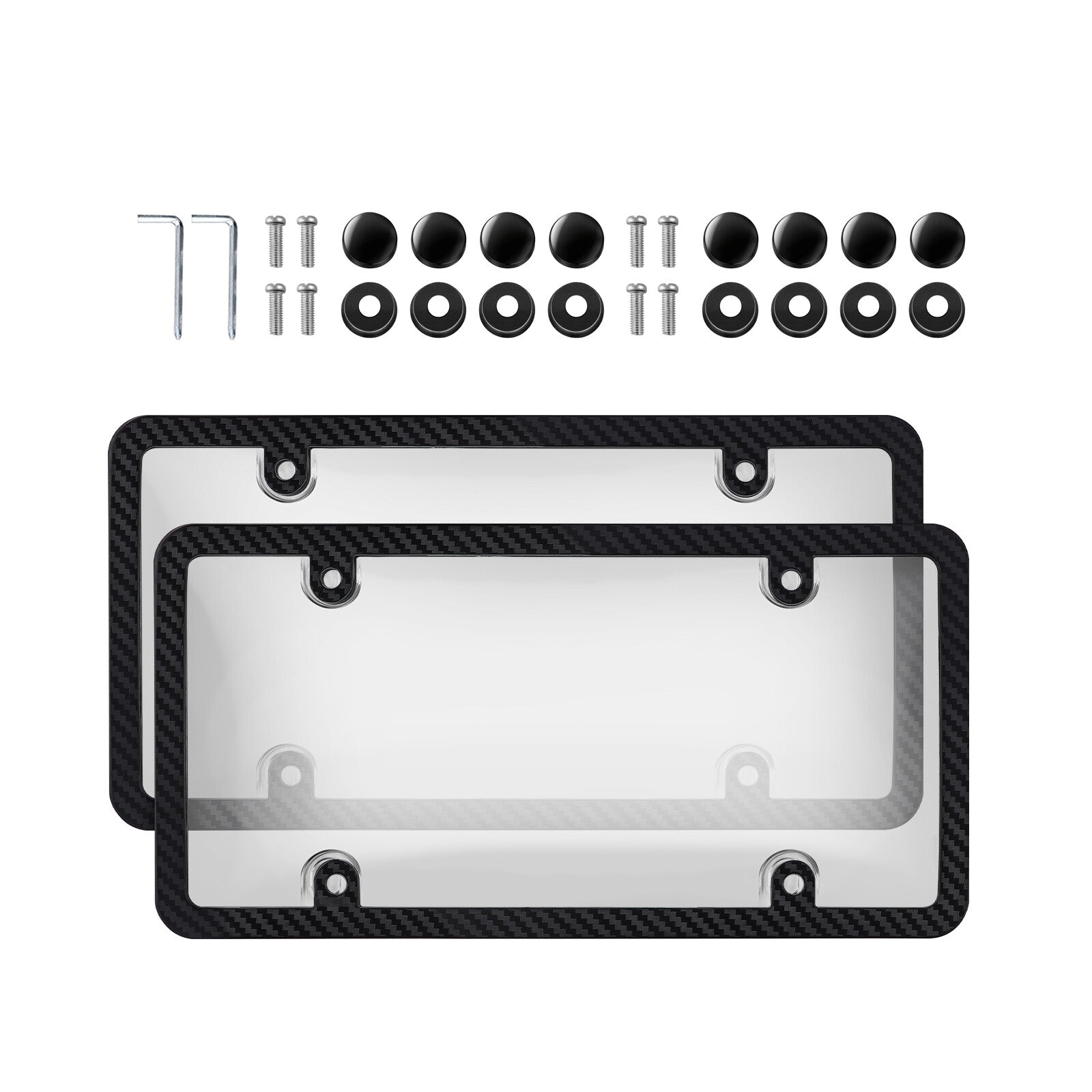 Carbon fiber license plate frame cover for cars (front and rear) - 2-piece set Q