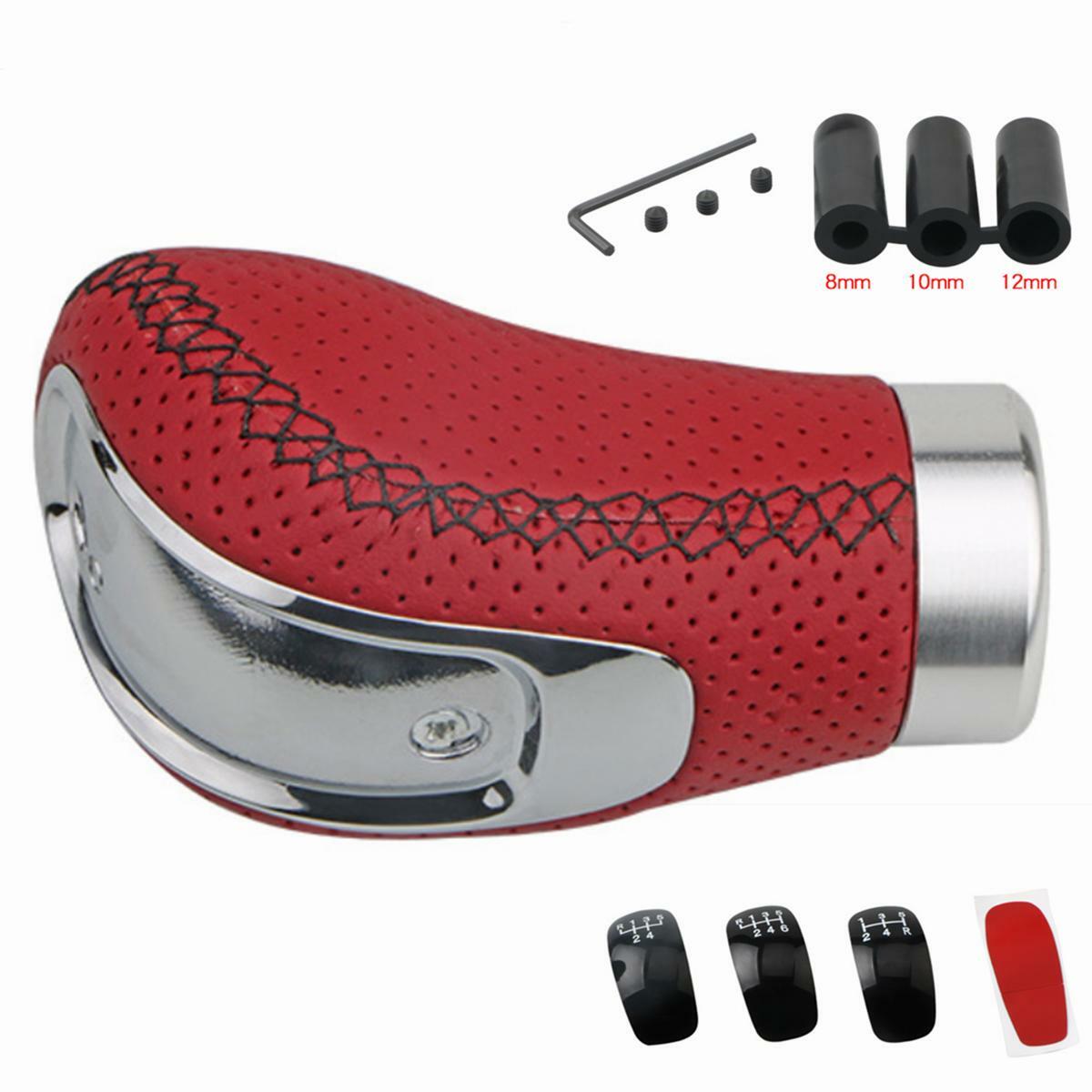 Red 5/6 speed manual gear shift lever with leather and 3 caps - n