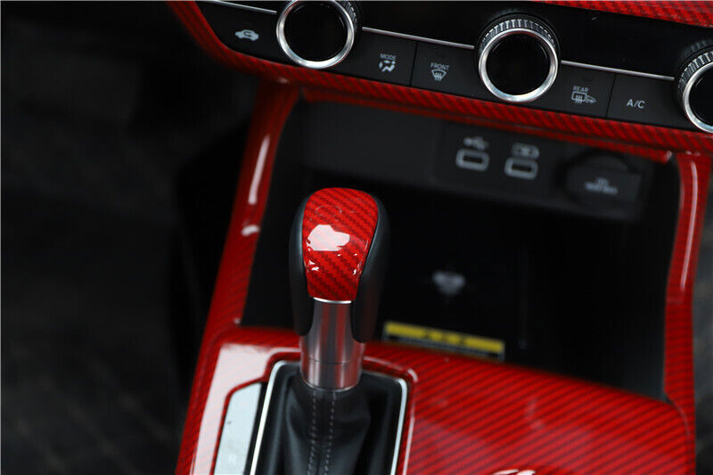 Red Carbon ABS Central Console Gear Shift Knob Trim for Honda for CIVIC 2022-2024 n