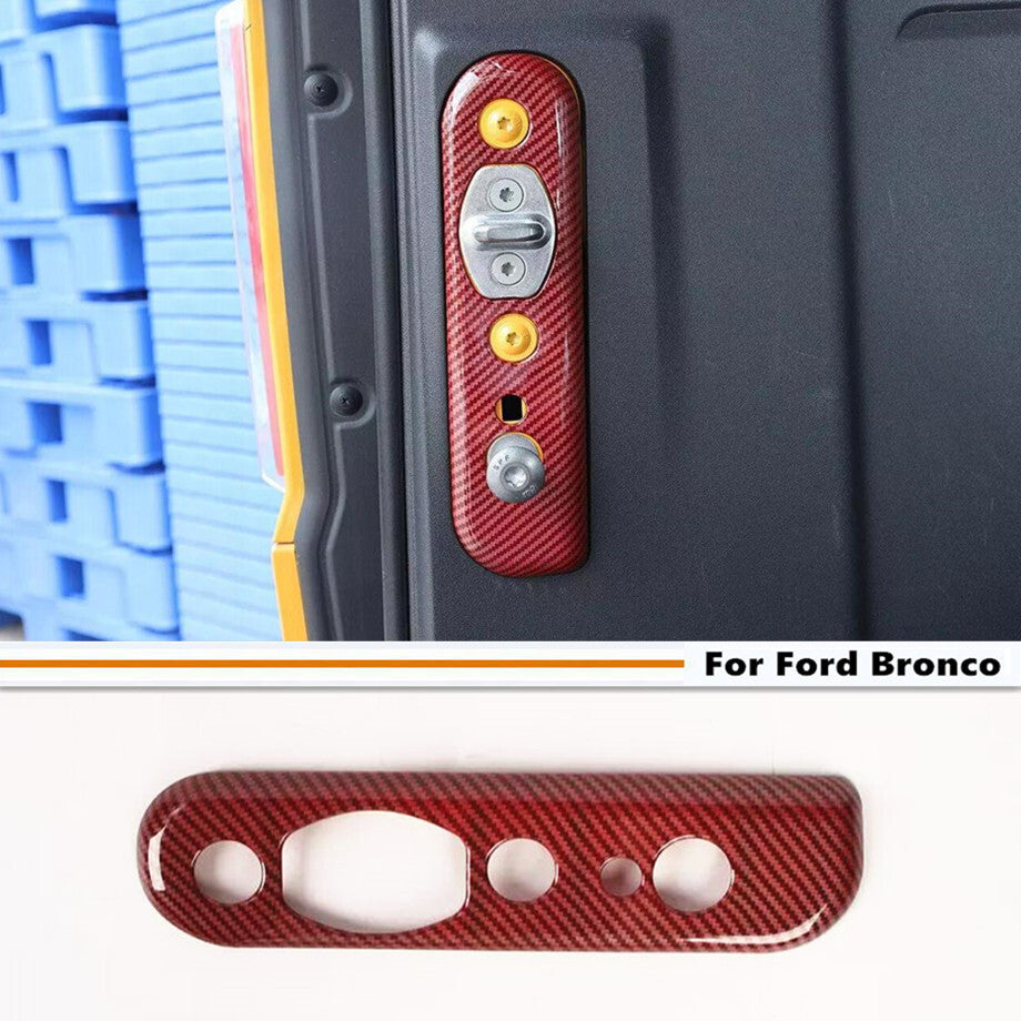 For 21-24 Bronco Red Carbon Rear Trunk Cargo Tailgate Lock Panel Cover Trim v