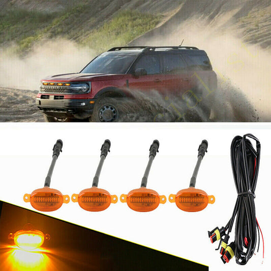 4pcs  for ford  Bronco Sport 2010-2021 Front Grille LED Light Style Trim Q