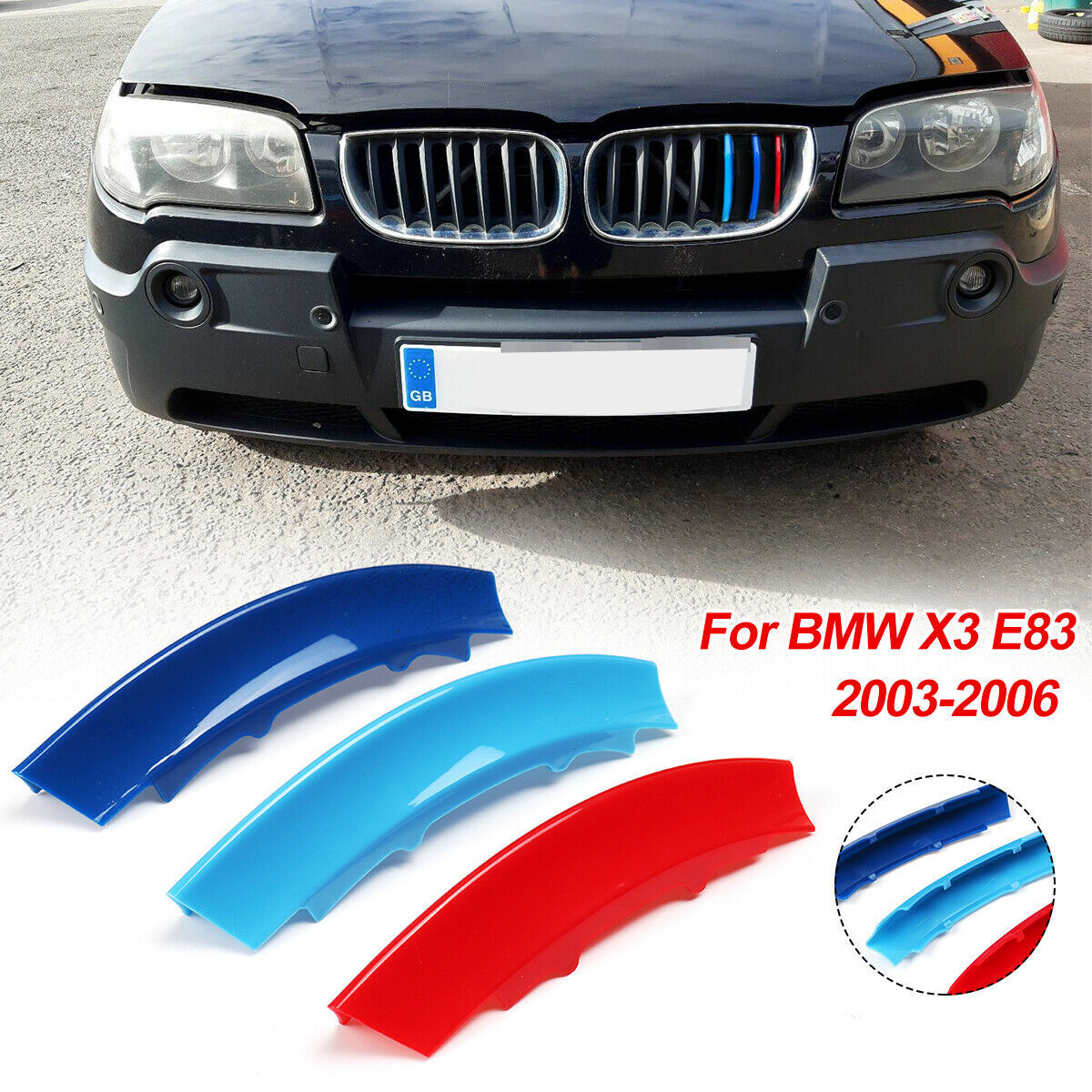 3-Color Front Center Mesh Grille Grill Strip Cover Trim for BMW X3 E83 2003-2006
