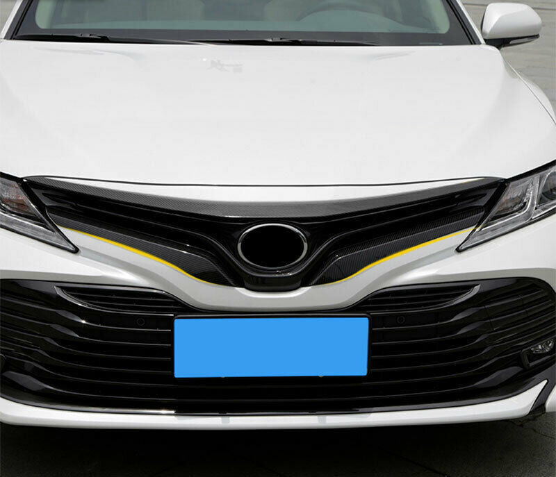 for Toyota for Camry 2018-2020 Carbon Fiber ABS Front Grille Grill Cover Strip Trim