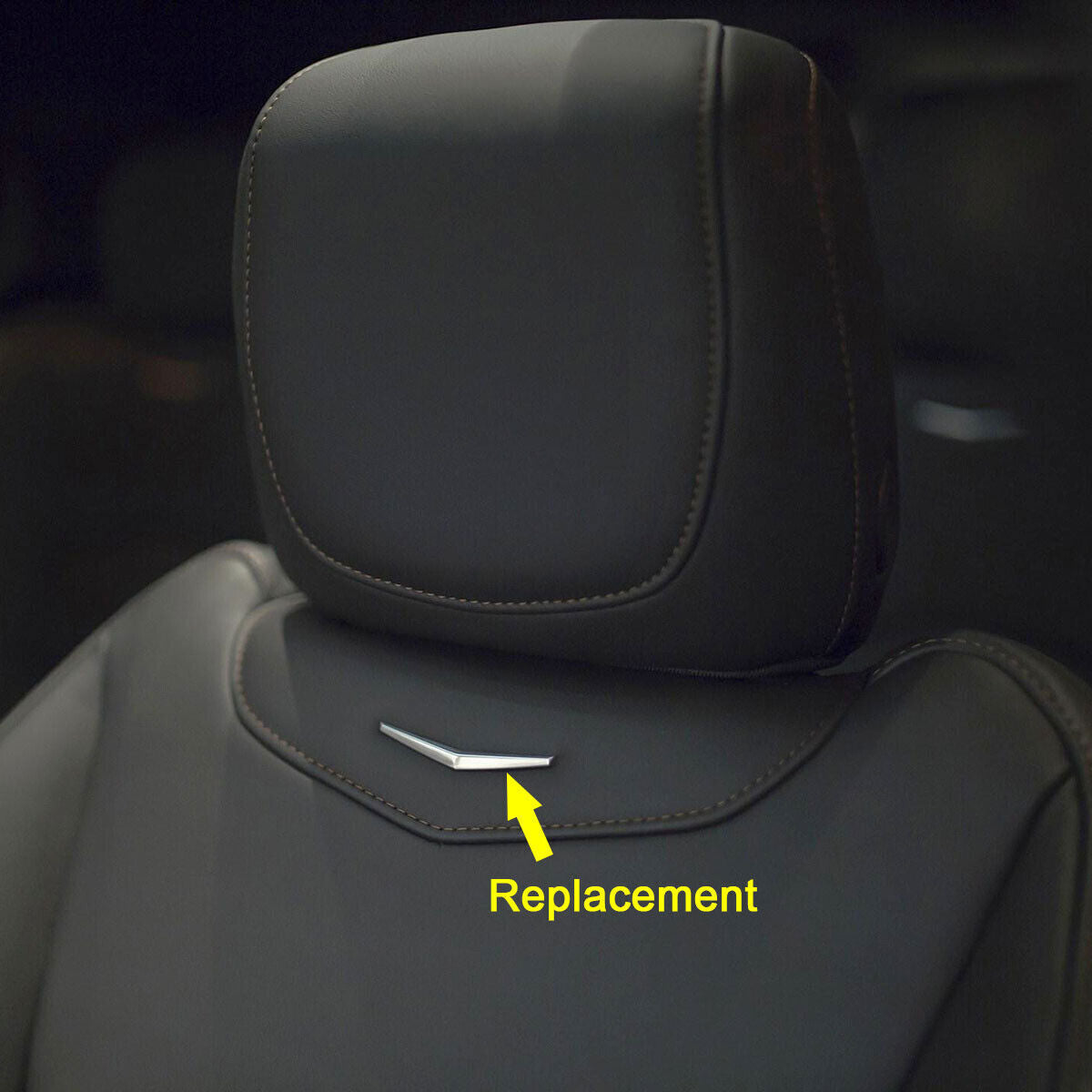 for Cadillac ATS SRX ELR CT# XT# Leather for Seat Back Chrome Wave Crest Badge Trim