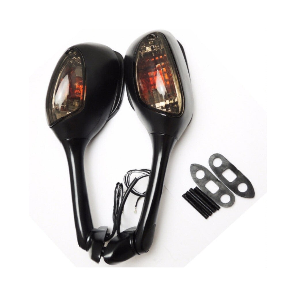 Motorcycle Rear View Mirrors w/ LED Turn Signal Light for Suzuki GSXR1000 05-08