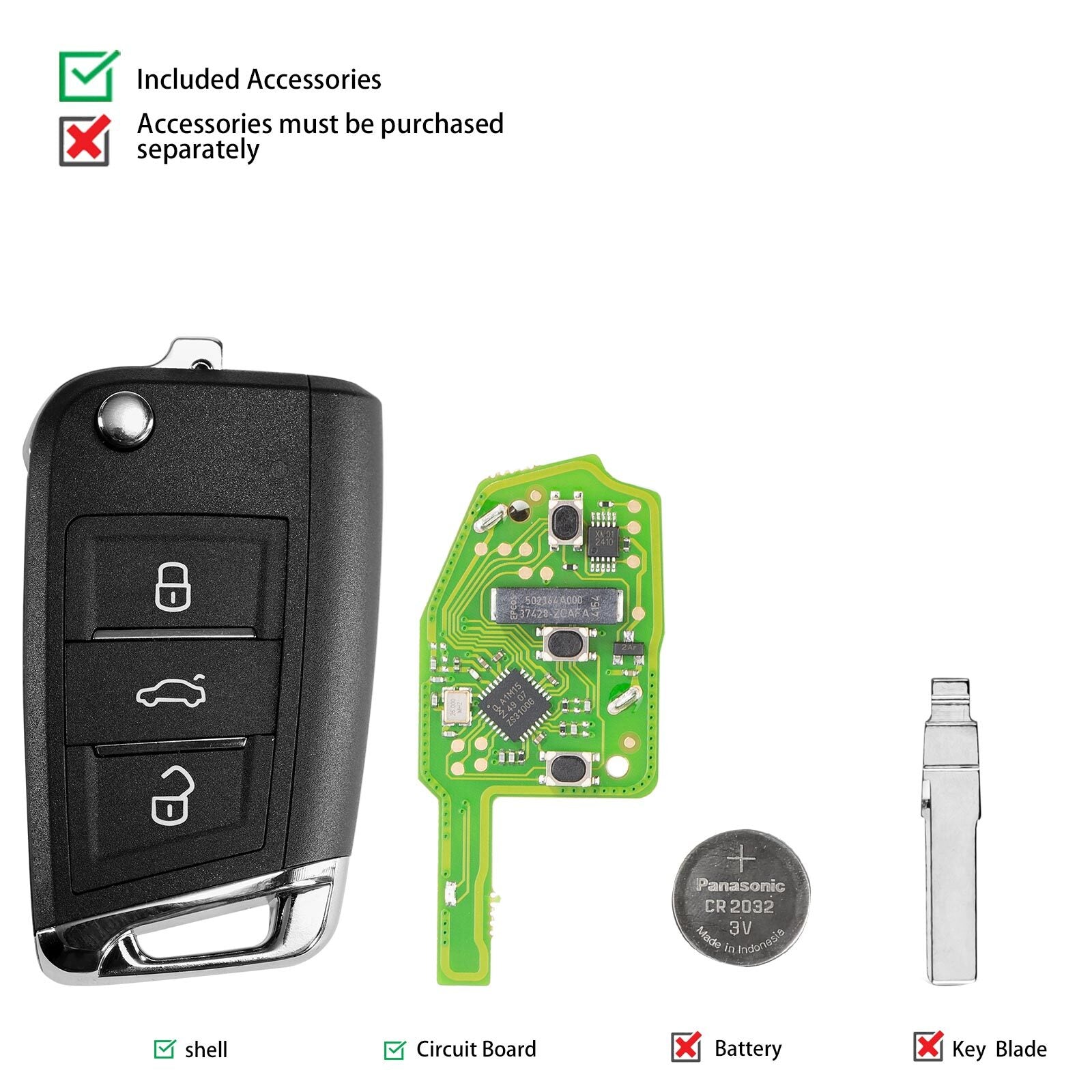 XSMQB1EN Universal for Smart Remote Key MQB Style 3 Buttons Proximity