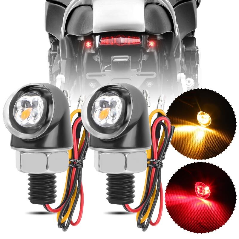 2X LED Rear Motorcycle for Mini Turn Signal Indicator Brake Light Lamp 12V Red/Amber