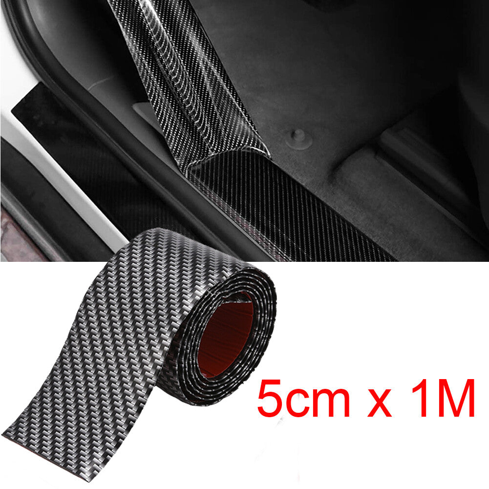 Car Door Edge Guards Door Sill Protector Carbon Fiber Black Vinyl Film 5CM1M