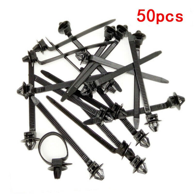 50 X Nylon Cable Tie Fastener Clips Car Loom Hose Clamp Fastening Zip Strap CYX v