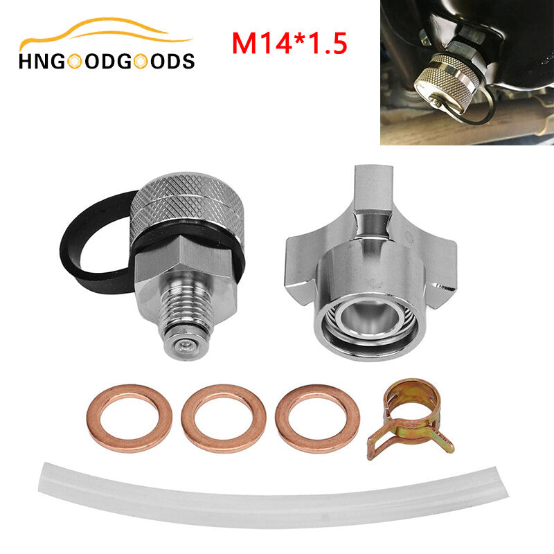 Quick Twist drain valve for M14-1.50 stainless steel drain hose accessories - no mess.