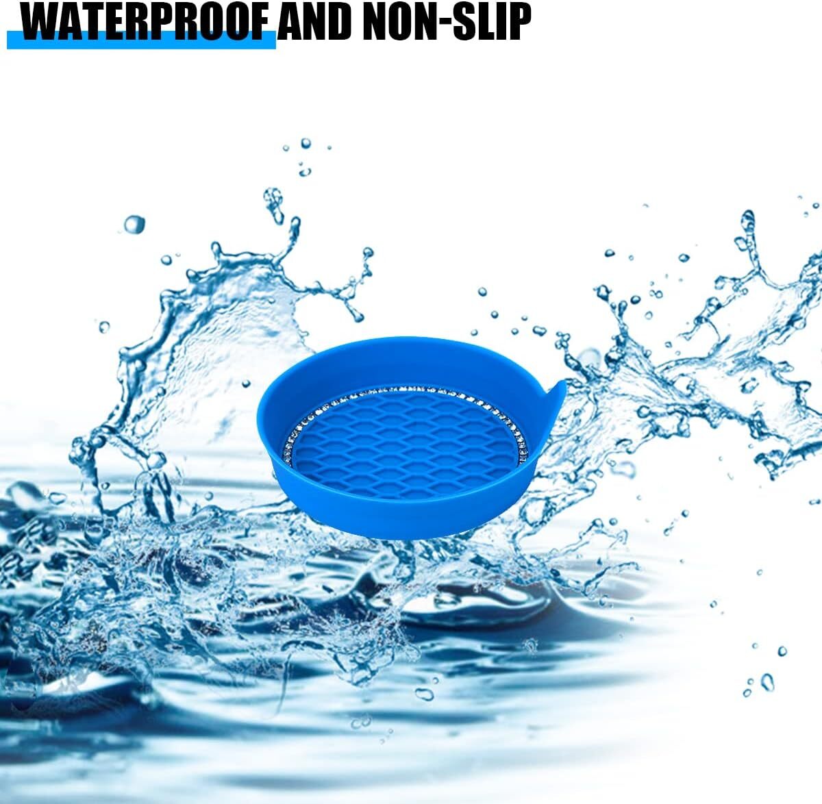 2x Bling Rhinestone Car Interior Cup Holder Insert Coaster Anti Slip Blue