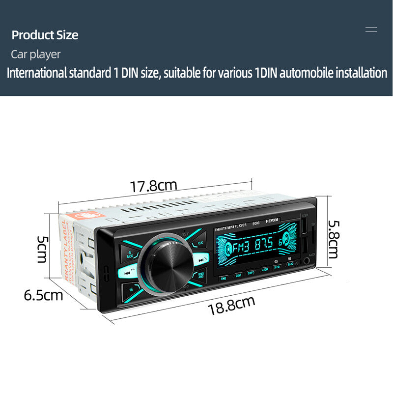 4-channel digital single-DIN car stereo radio with Bluetooth audio SD/FM/WMA/MP3/WAV n