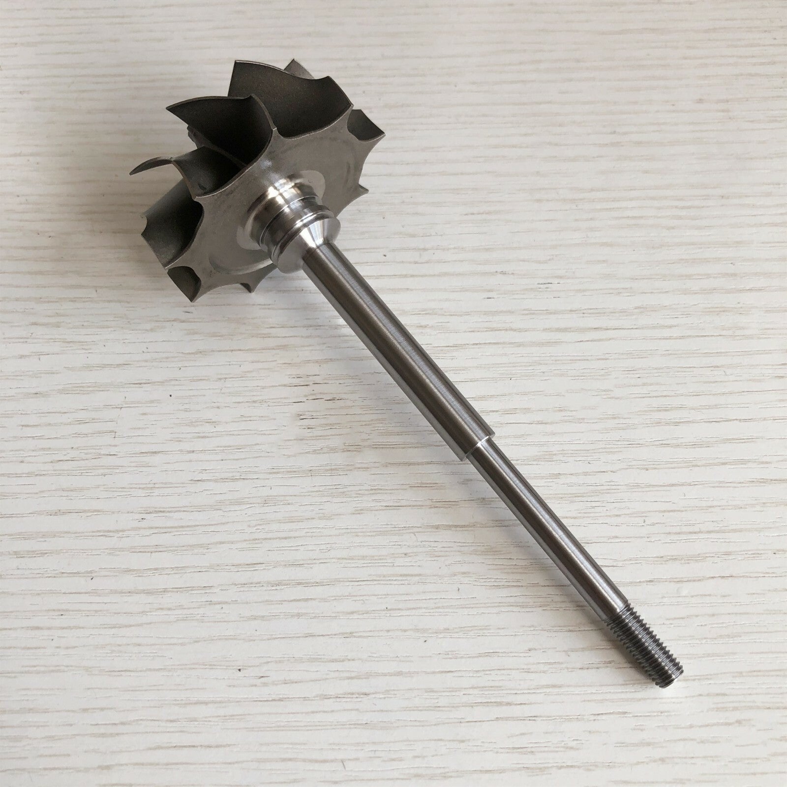 K26 54.55x64.4 mm 9 blades 136.5 mm shaft length turbine wheel and shaft/turbine wheel
