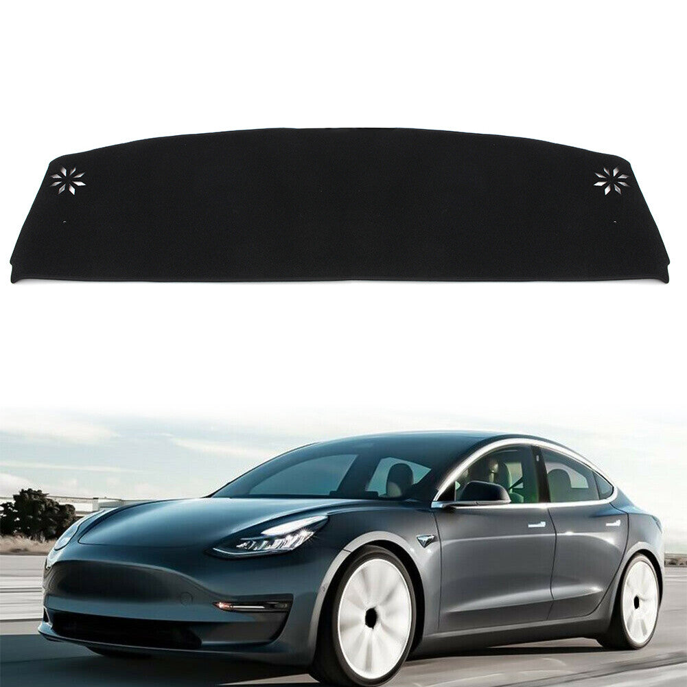 Dashboard Cover Instrument Panel Pad Polyester for Tesla Model 3 2017-2019 Black