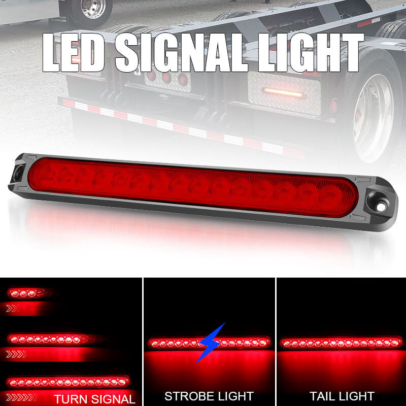 10 15LED Sealed Strip Truck Trailer Flowing Rear Stop Tail Turn Brake Light Bar