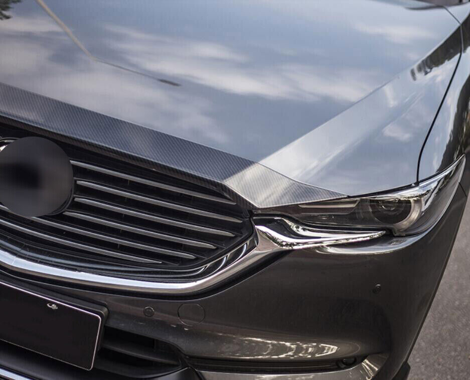 1P Carbon Fiber Front Hood Bonnet Grille Lip Cover Trim for Mazda CX-3 CX3 16-21