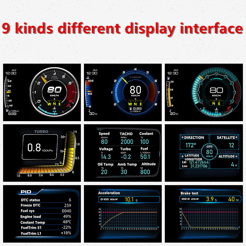 Car Auto HUD Head-up Display GPS Dual System Driving Computer LCD Code Table v