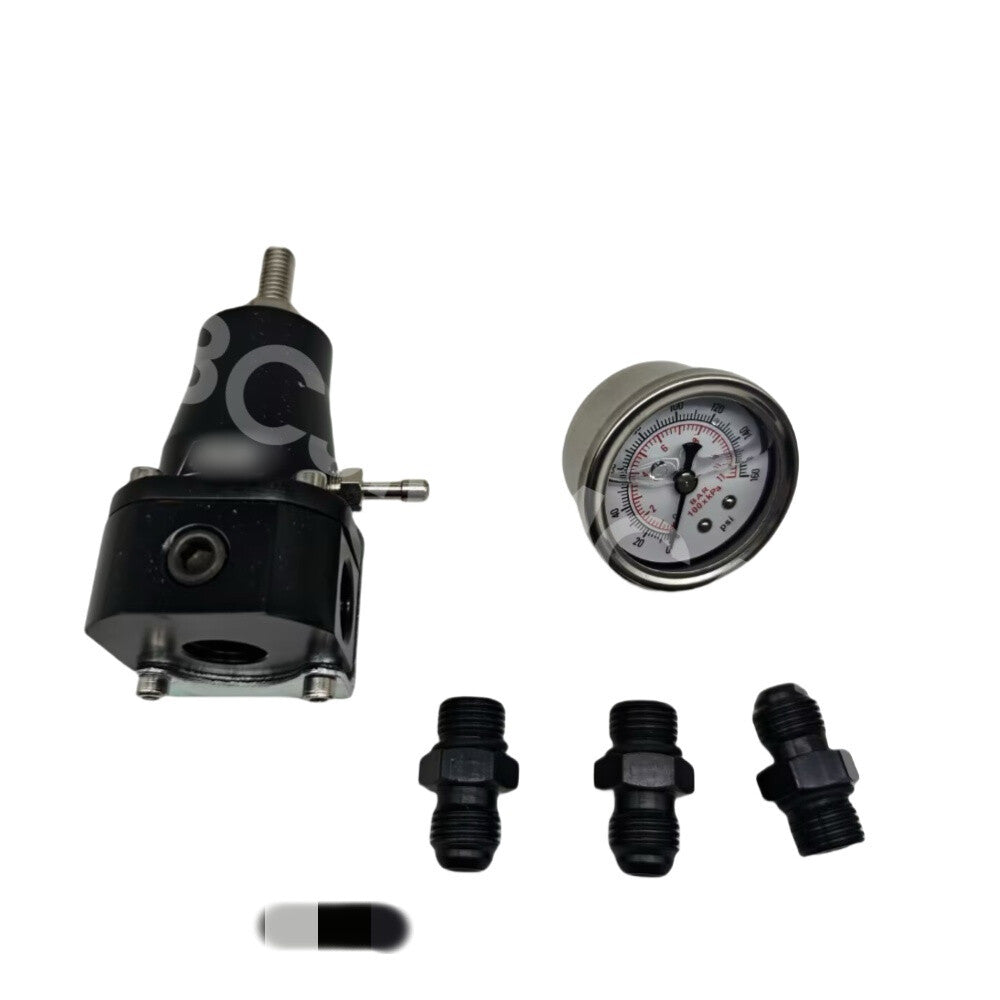 Fuel Pressure Regulator 30-70 PSI Injection W/Oil Gauge 3 AN6 Fitting 3 Washers Q