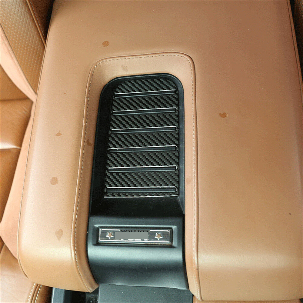 Carbon Fiber Central Armrest Box Slot Mat Panel Trim for T@yota Tundr@ 2014-2021
