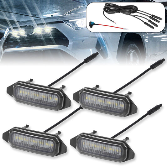4X Style Front Grille White LED Light Grill Kit for Toyota RAV4 2019-2022