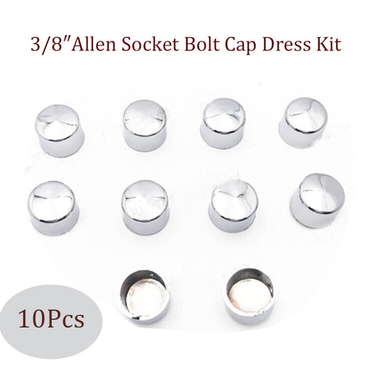 10-Piece Chrome-Plated 3/8-inch Allen Socket Screw Cover Dress Kit for Harley-Davidson n