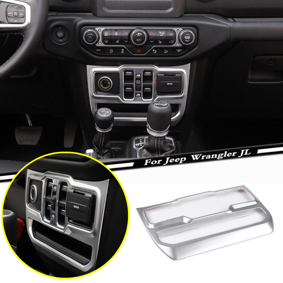 For 18-23 for Jeep for Wrangler JL Silver Window Control Switch Button Panel Cover Trim v