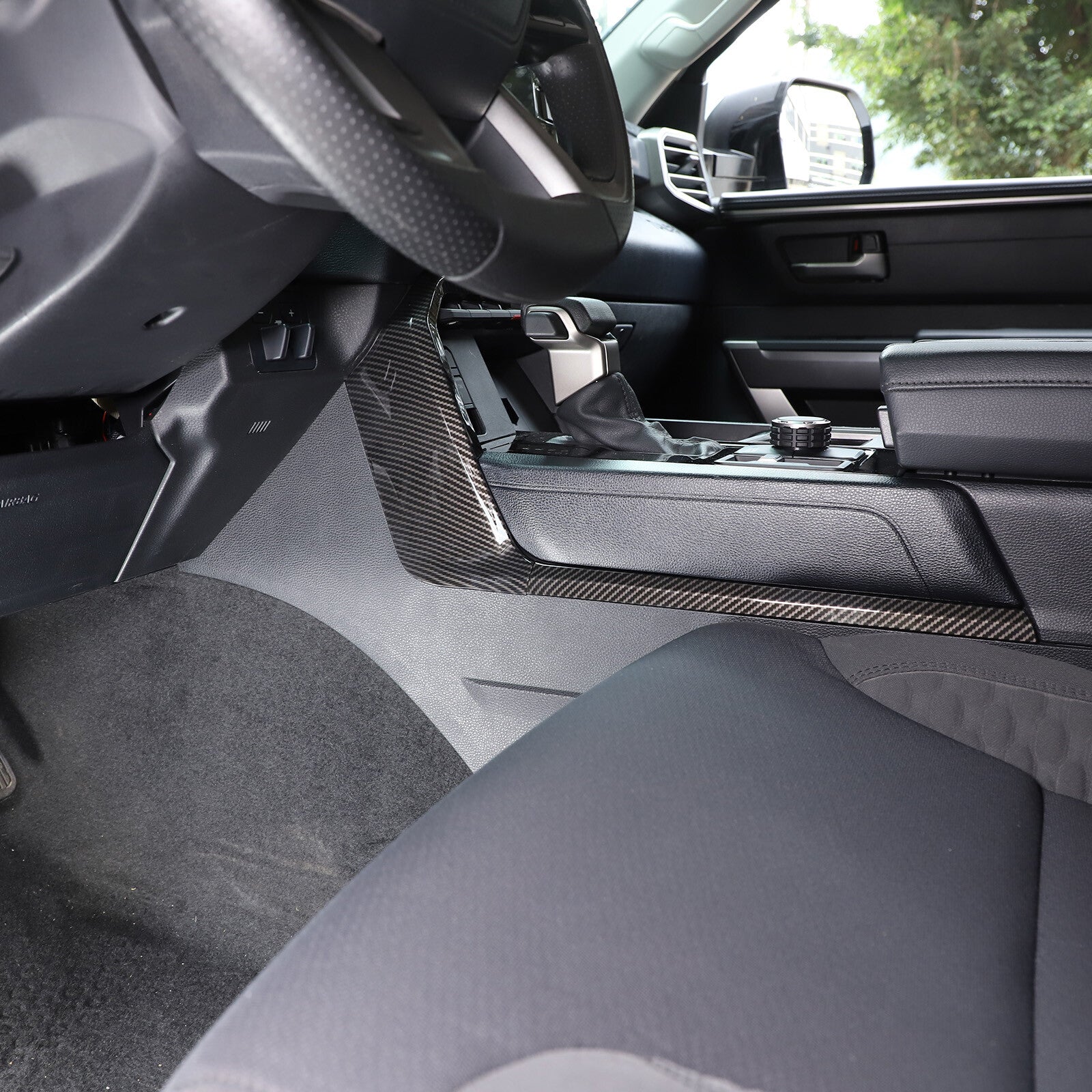 Carbon ABS console storage panel side cover trim for Tundra Sequoia 2022+- n