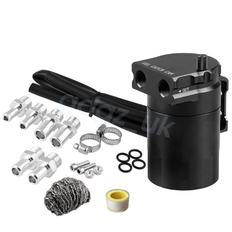 Black Universal Car 350ml Oil Catch Can Tank Aluminum Polish Baffled Reservoir