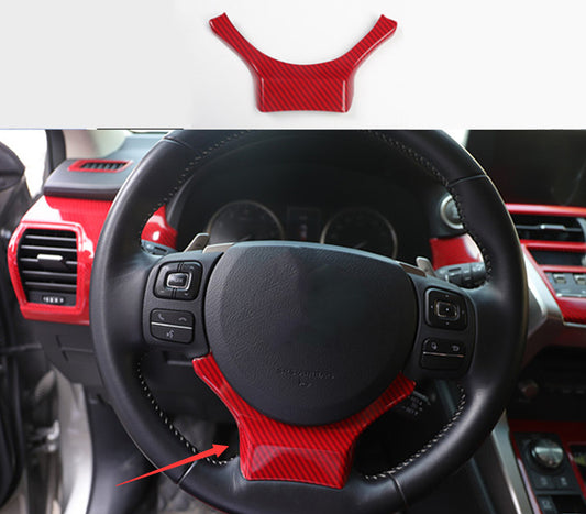 for Lexus NX200 300 15-21 Red Carbon Fiber Style Steering Wheel Sheet Cover Trim