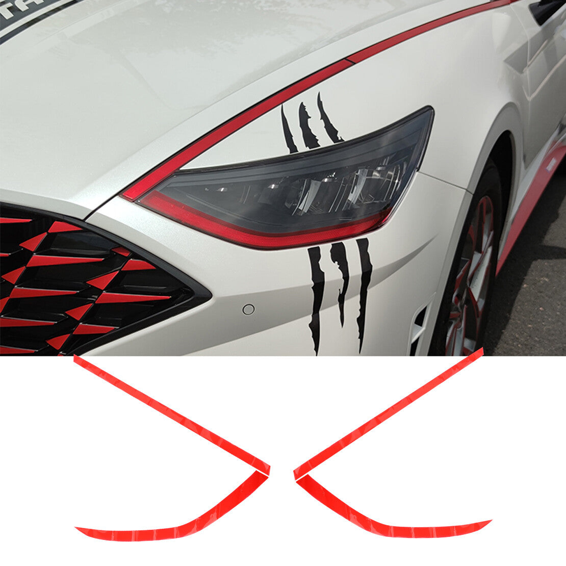Red DRL Daytime Running Light Stickers Fit for Hyundai Sonata DN8 2020-2021