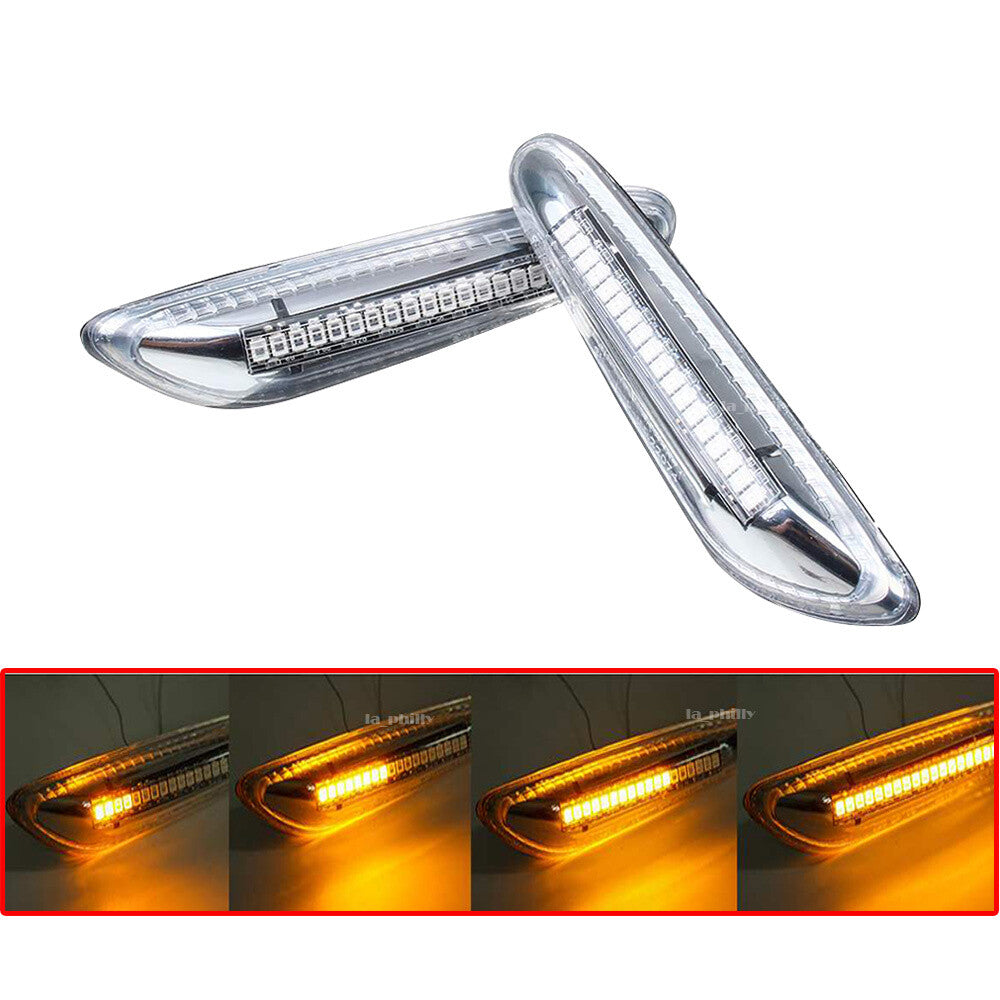Pair LED Dynamic Side Marker Blinker Turn Signal Light Fit for BMW E60 E80 E90