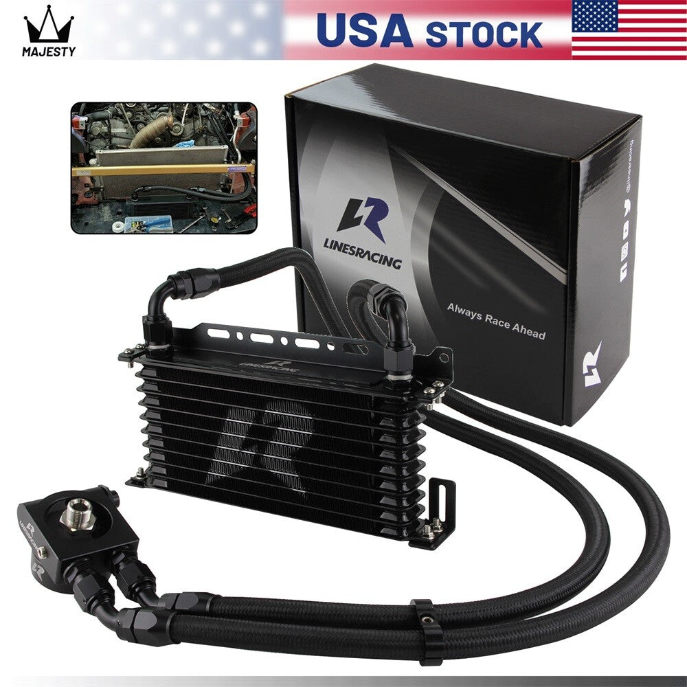 10 Row Oil Cooler Kit Thermostatic for Subaru BRZ for Scion -S FA20 2013+ Black