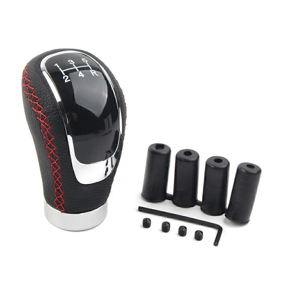 5 Speed Universal Leather Car Manual Gear Stick Shift Lever Head Black Q