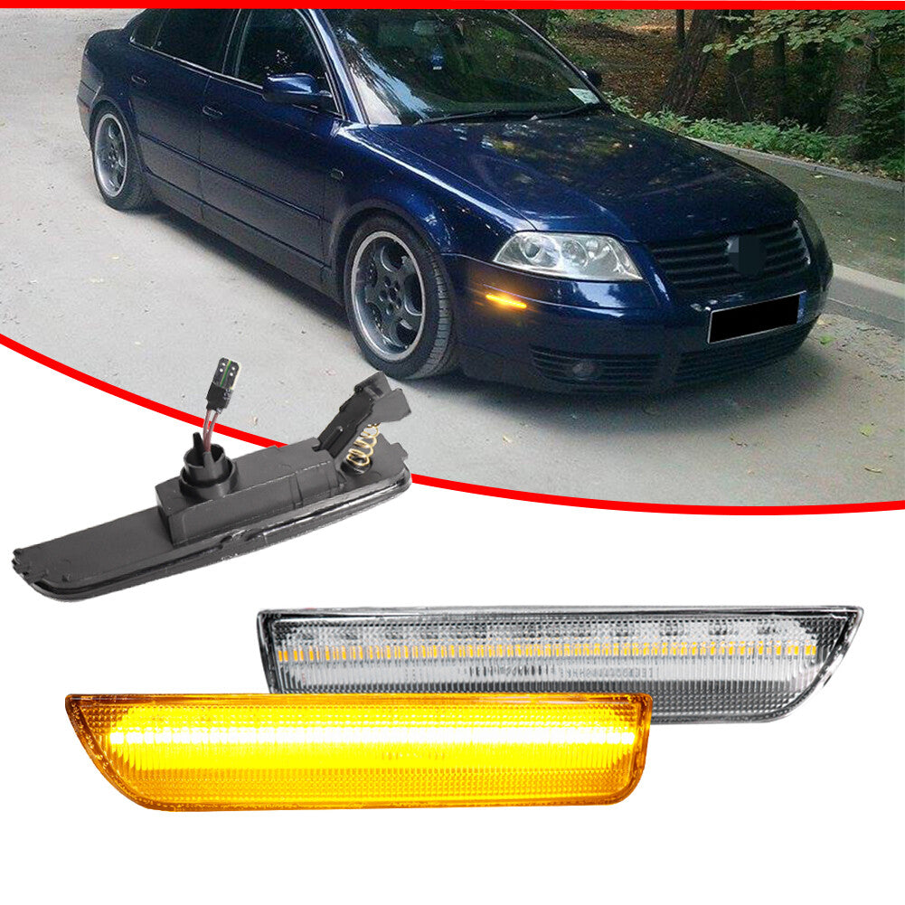 LH+RH transparent LED front bumper side marker signal light suitable for 2001-05 for Passat B55- v