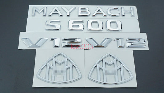 Chrome S600 + for MAYBACH + 4 MATIC Emblem Auto Front Badge for AMG S600
