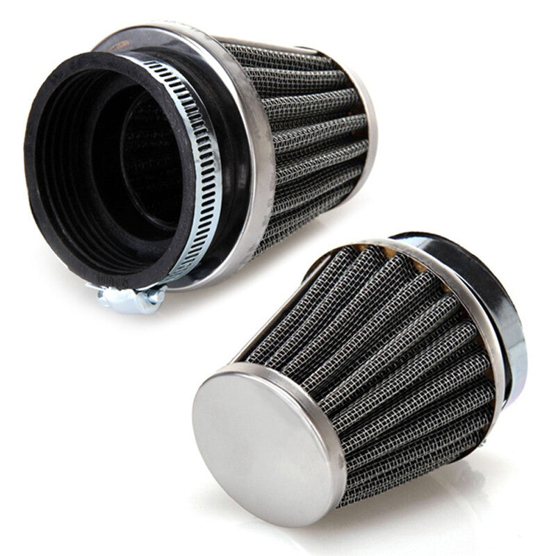 2PCS Motorcycle 54mm/2.12 Tapered Chrome Pod Air Intake Air Filters Hose Clamp v
