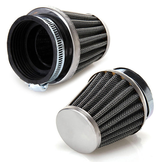 2PCS Motorcycle 54mm/2.12 Tapered Chrome Pod Air Intake Air Filters Hose Clamp v