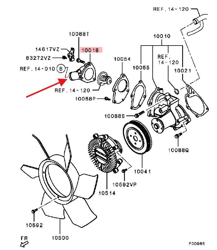 Cooling Water Inlet Hose Fitting for Mitsubishi L200 Triton 2.5D 96-15 1305A142 Q