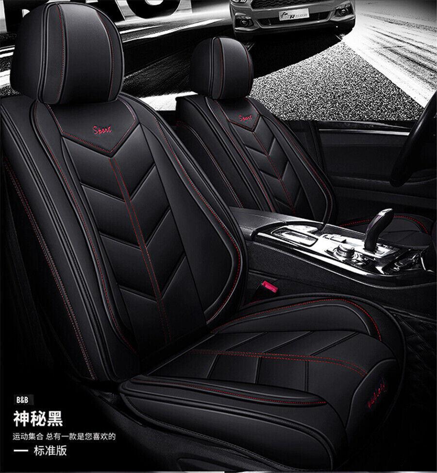 Car Breathable Deluxe Edition 6D PU Leather for Seat Cushion Cover Universal US Ship Q