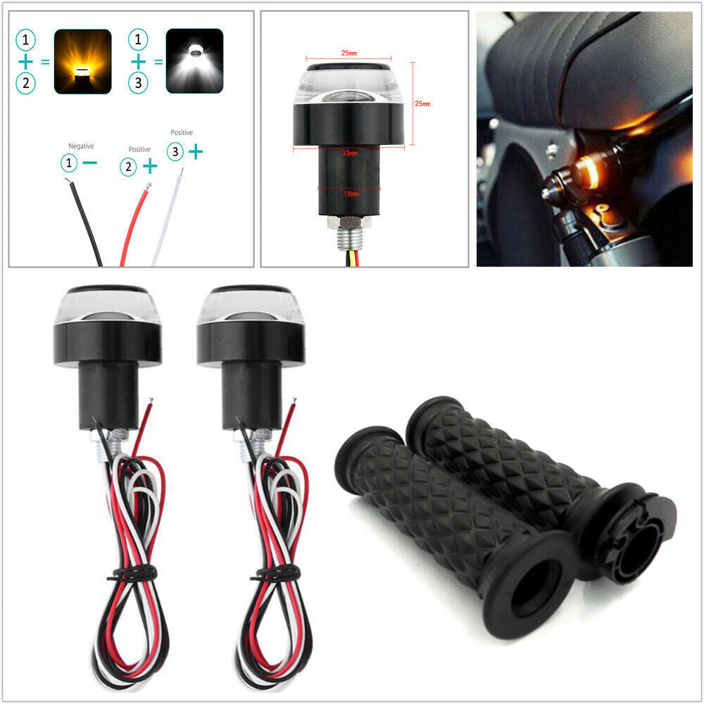 2-Piece Motorcycle Handlebars 22mm Stick End with LED Turn Signal Indicators n