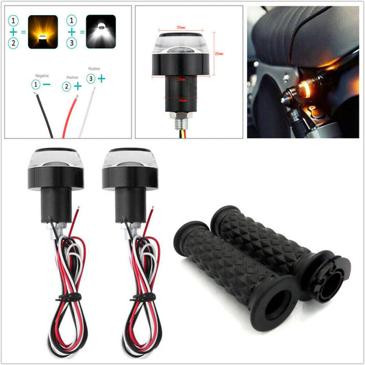 2-Piece Motorcycle Handlebars 22mm Stick End with LED Turn Signal Indicators n
