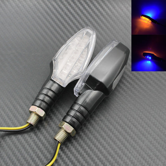 Waterproof 12V Indicator Blinker Flash LED Turn Signal Light Blue&Amber Lamp Q