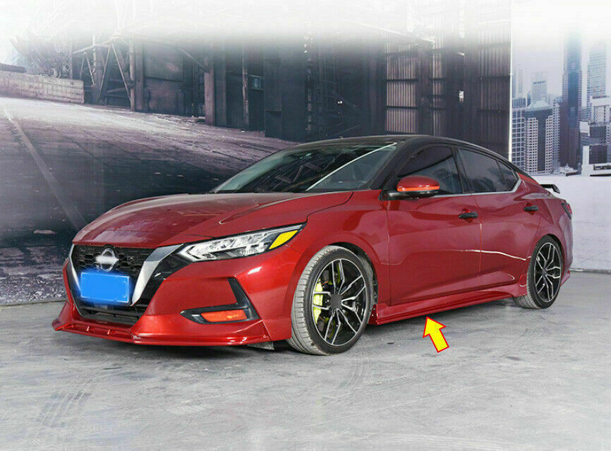 Red Side Skirts Extension Spoiler Lip Guard Bodykit for Nissan Sentra 2020-2022