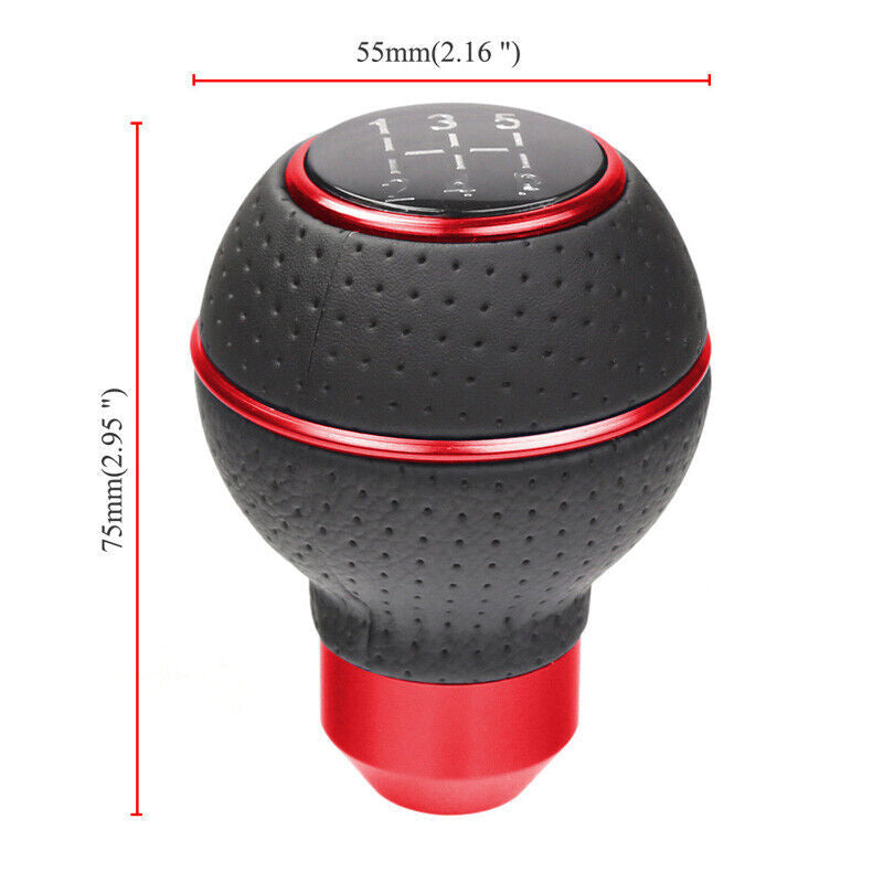 Universal manual car gear shifter, 5-speed leather shift lever with adapter - n